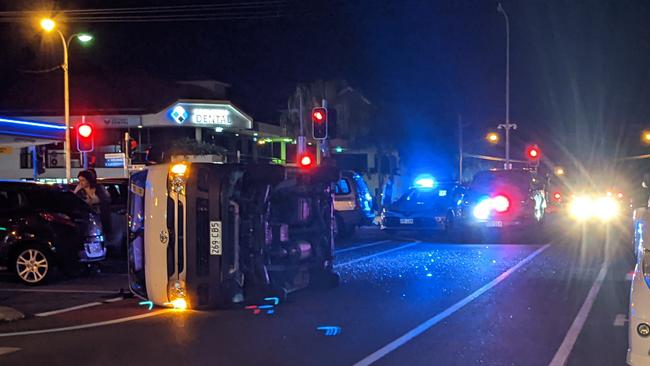 The rollover crash occurred in Southport CBD. Picture: Keith Woods