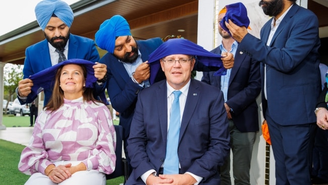 The Prime Minister spent the afternoon visiting the Sikh Gurdwara Temple in the electorate of Hasluck. Picture: Jason Edwards