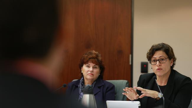 Jo-Ann Miller and Jackie Trad during a Parliamentary Crime and Corruption Committee meeting. Picture: Adam Armstrong.