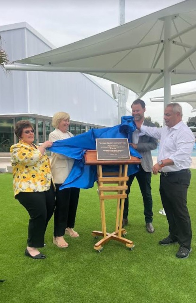 Daphne McDonald, Gail O'Neill, Josh Martin and Tom Tate at the Palm Beach Aquatic Centre opening