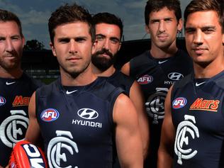 Carlton Football Club's new leadership group. (L-R) Bryce Gibbs, Brock McLean, Marc Murphy, Kade Simpson, Michael Jamison, Andrew Carrazzo and Andrew Walker.