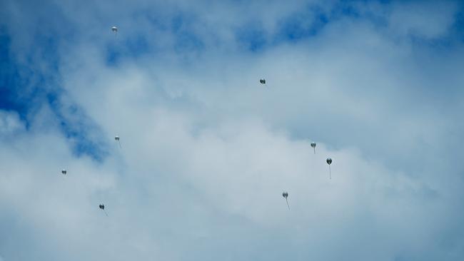 Balloons were released at Casuarina Street primary school after Dolly Everett's memorial service in Katherine, Northern Territory.