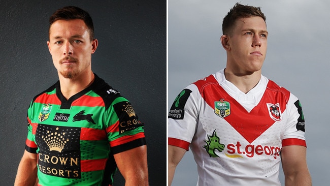 Damien Cook and Cameron McInness will go head-to-head for the NSW No.9 jumper when the Rabbitohs host the Dragons on Sunday.