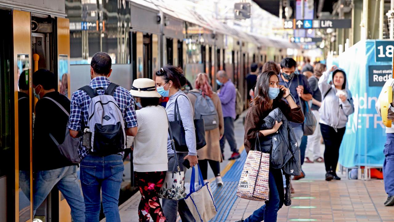 Andrew Constance said mask wearing across Sydney’s transport network had dropped by 50 per cent in recent weeks, and called for commuters to be more vigilant. Picture: NCA NewsWire / Nicholas Eagar