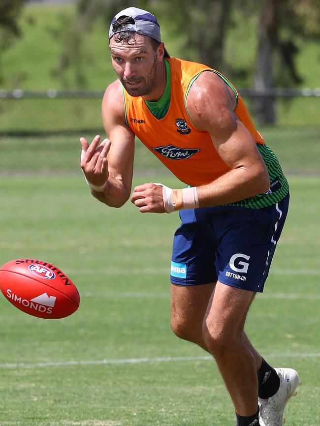 Jonathon Ceglar rolls one out at training. Picture: Alison Wynd