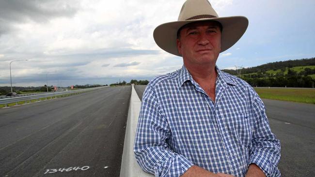 Barnaby Joyce at the end of Section C of the Bruce Hwy upgrade south of Gympie. Picture: Rowan Schindler