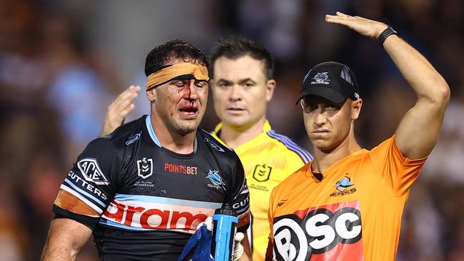 Dale Finucane is one of three Sharks forwards missing for the game against Canberra. Picture: Jeremy Ng/Getty Images