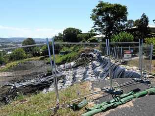 Contaminated soil at Beardow Street in Lismore Heights after a landslide due to heavy rain. Picture: Marc Stapelberg