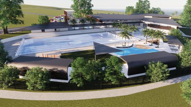 Early artist impressions of the concept masterplan for the redevelopment of Waves Aquatic Centre at Baulkham Hills.