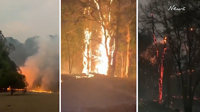 Fires in and around Killabakh NSW, burn into the night