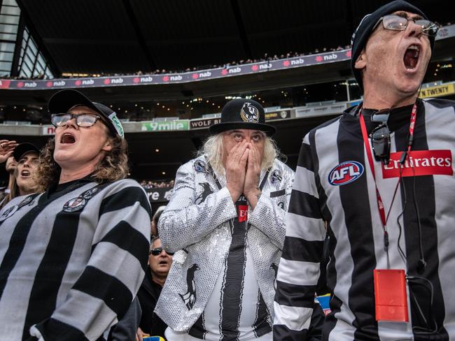 It was a tough day for the Magpie faithful. Picture: Jason Edwards