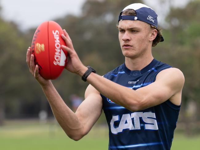 25-11-2024 Geelong Cats pre-season training at Deakin University Waurn Ponds. Jacob Molier. Picture: Brad Fleet