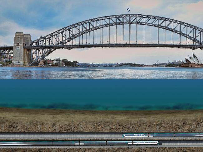 Twin rail tunnels will run under Sydney Harbour. Picture: Supplied