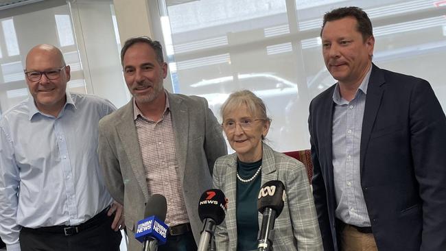 Lismore Mayor Steve Krieg, Emergency Services Minister Jihad Dib, Lismore MP Janelle Saffin and Planning Minister Paul Scully.