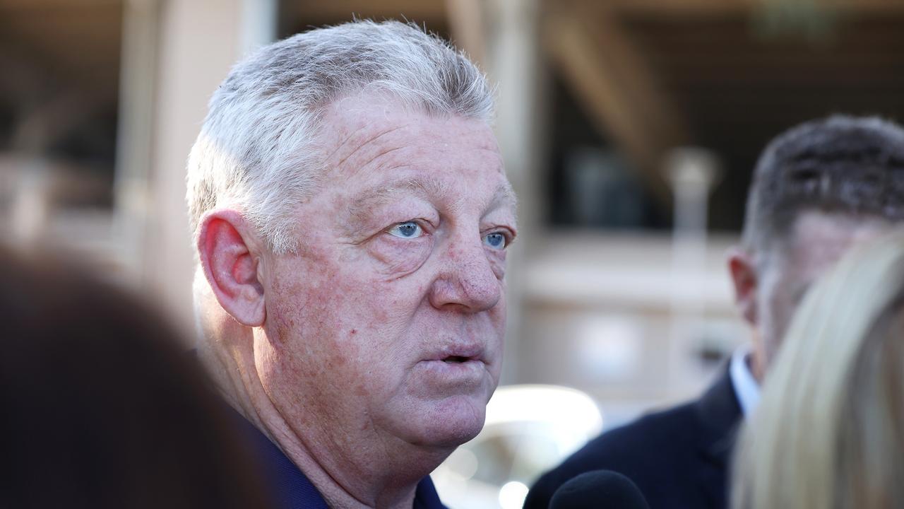 SYDNEY, AUSTRALIA - MAY 16: Canterbury Bulldogs NRL General Manager of Football Phil Gould speaks to the media at Belmore Sports Ground on May 16, 2022 in Sydney, Australia. Gould spoke to the media as he left the ground after the announcement this morning that Trent Barrett had quit the role of Bulldogs head coach. (Photo by Mark Kolbe/Getty Images)