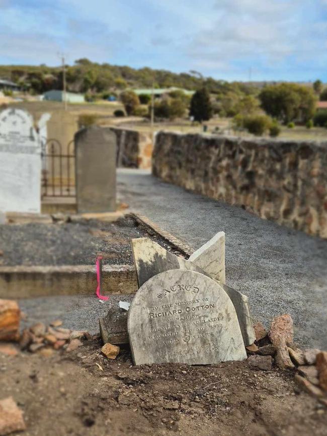 Vandals have callously desecrated 31 graves at the Pioneer Cemetery in Port Lincoln. Picture: Supplied