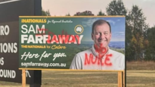 A vandalised Sam Farraway sign. Picture: Supplied