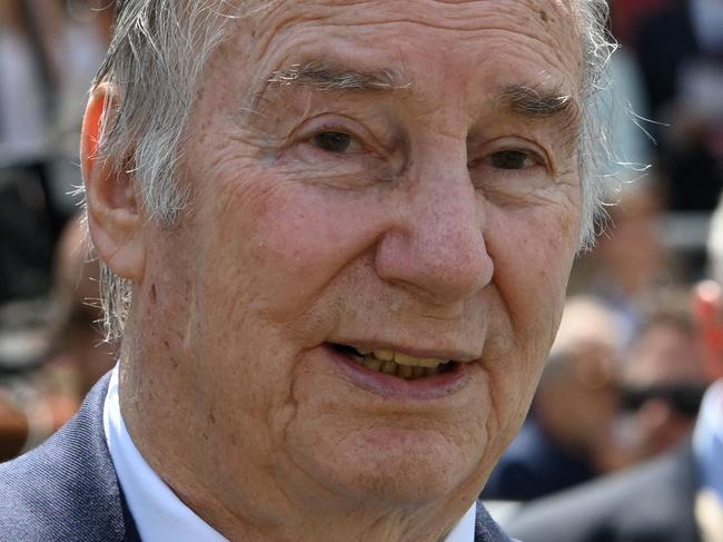 (FILES) Prince Karim Aga Khan IV attends the 170th Prix de Diane horse racing on June 16, 2019 in Chantilly, northern Paris. The Aga Khan, imam of the Ismaili Muslims and head of a major development aid foundation, died in Lisbon at the age of 88, his foundation announced on February 4, 2025. (Photo by DOMINIQUE FAGET / AFP)