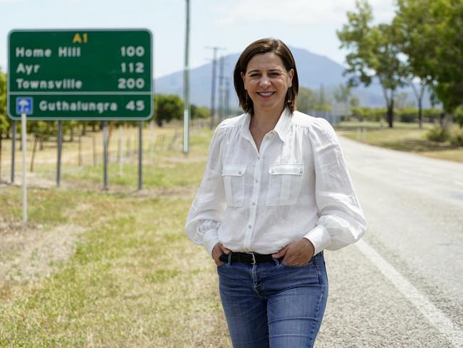 Opposition Leader Deb Frecklington near the Bruce Highway in far north Queensland