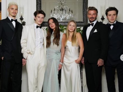 The Beckham family L-R: Romeo, Cruz, Victoria, Harper, David and Brooklyn. Picture: Instagram
