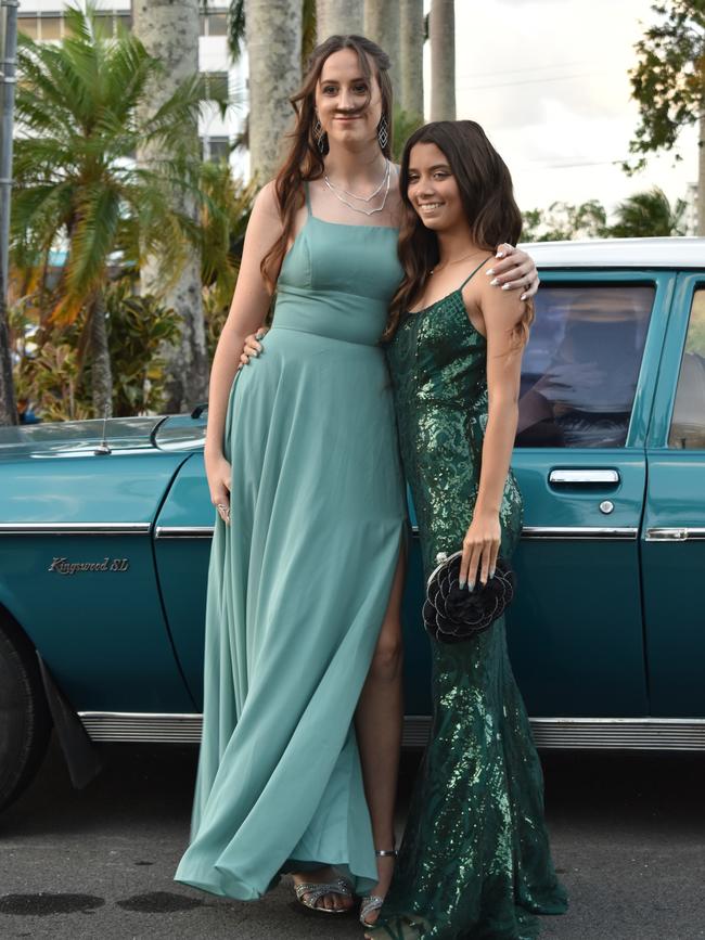 Alicia Hutchings and Mantana Fields at the Sarina State High School formal at the MECC, Mackay, on Thursday November 19. Picture: Zizi Averill