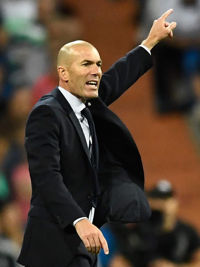 Frustrated … Real Madrid’s French coach Zinedine Zidane. Picture: AFP