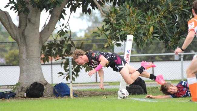 Caleb Cresswell in Langer Reserves round one action between Marsden SHS and Redcliffe SHS at Dolphin Oval on Wednesday May, 29, 2024.