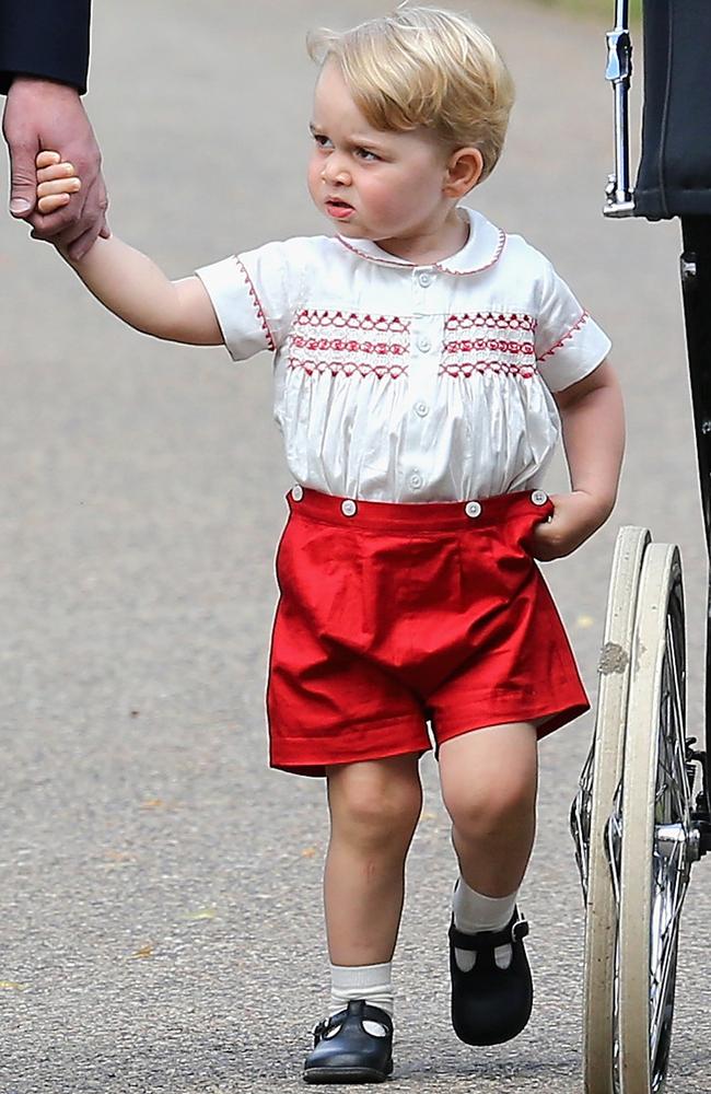 Prince George at Princess Charlotte’s christening in 2015. Picture: Getty Images