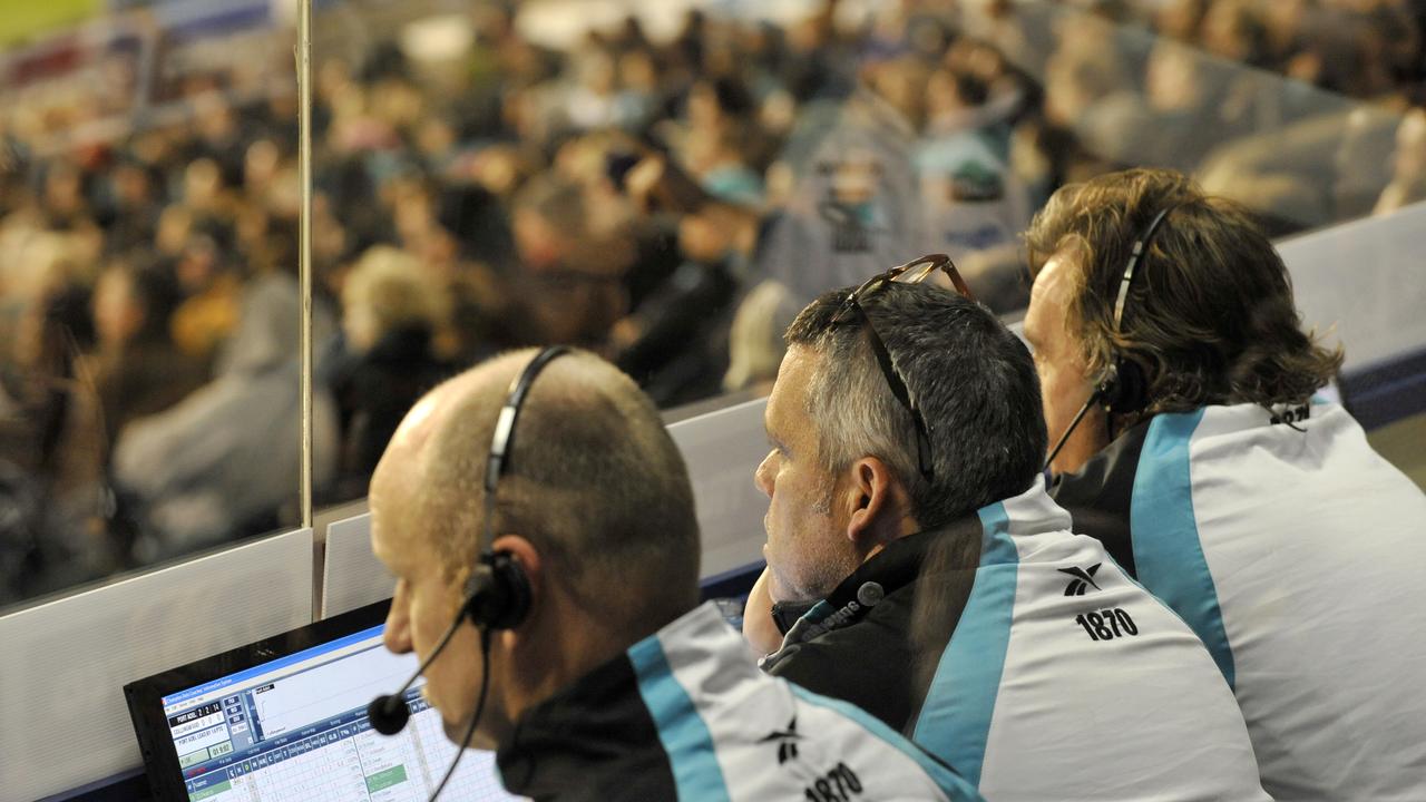 AFL Football - Port Adelaide Power vs Collingwood match at AAMI Stadium, the last with Mark Williams as coach. Mark Williams at his last game.