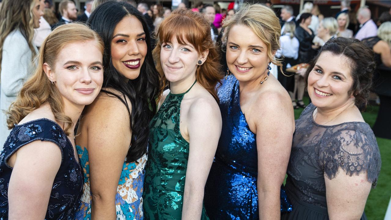 Representing Ryley Jewellery Creations are (from left) Lara Quinton, Lorena Acosta, Janessa Lawson, Christel Ryley, Allison Busiko at the Focus HR Business Excellence Awards at Rumours International, Saturday, November 5, 2022. Picture: Kevin Farmer