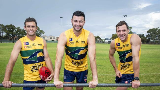 Jarred Allmond (left) has departed the SANFL and will coach United in the APFL. Picture: Mark Brake