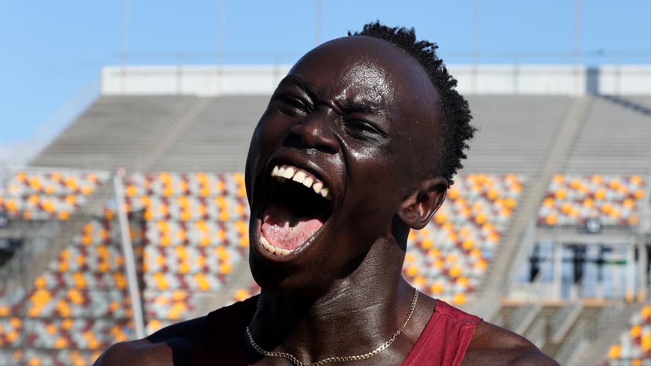 NATHAN AUSTRALIA Friday 6th December 2024 - Australian All Schools Championships at QSAC in Brisbane - Queenslands Gout Gout wins the u/18 100 metre mens final Picture David Clark