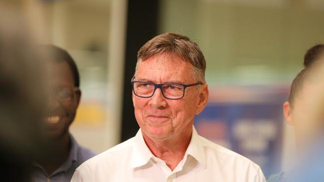 Territory Alliance's Terry Mills voting at Palmerston Shopping Centre before speaking to the media. Picture GLENN CAMPBELL