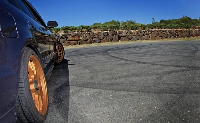 The burnout hotspot at the end of Enterprise Avenue, South Tweed Heads Photo: Blainey Woodham / Daily News. Picture: Blainey Woodham