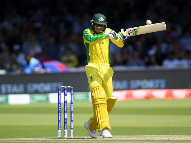 Usman Khawaja pulls a short ball during his innings against New Zealand at Lord’s. Picture: Alex Davidson/Getty Images