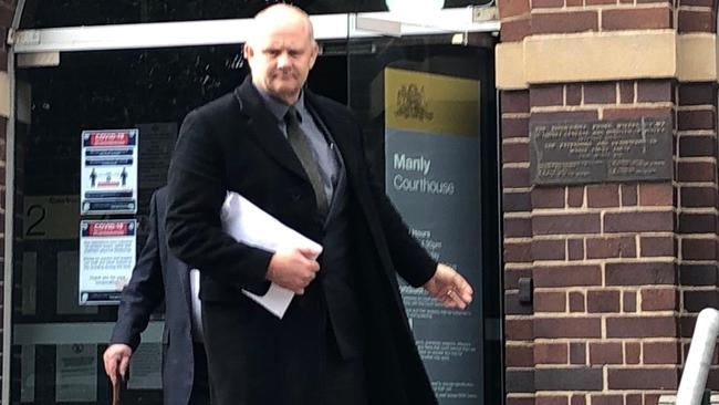 Mitchell Paul Drake, 53, of Frenchs Forest, outside Manly Court House where he had been convicted of high-range drink driving after a road collision when his seven-year-old son was in the car. Picture: Jim O'Rourke