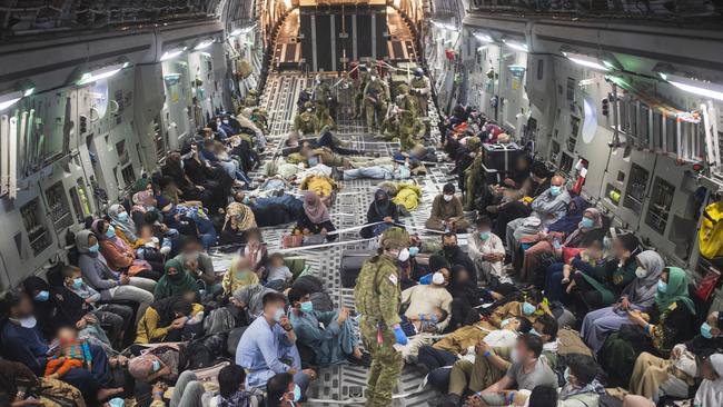 Jawid and his family were evacuated from Kabul Airport on August 22 on a Royal Australian Air Force C-17A Globemaster III, like this one transporting Australian citizens and visa holders evacuees from Kabul to the Australian Defence Force's main operating base in the Middle East region on August 22, 2021.