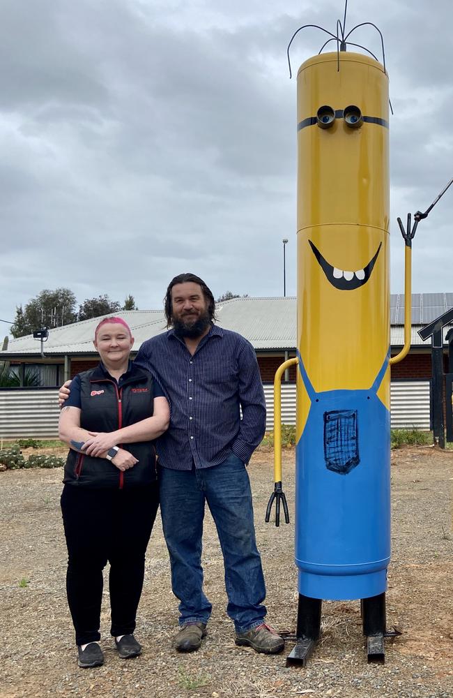 Tatura’s Lynton and Katrina Close have loved the reactions to the minion statues.