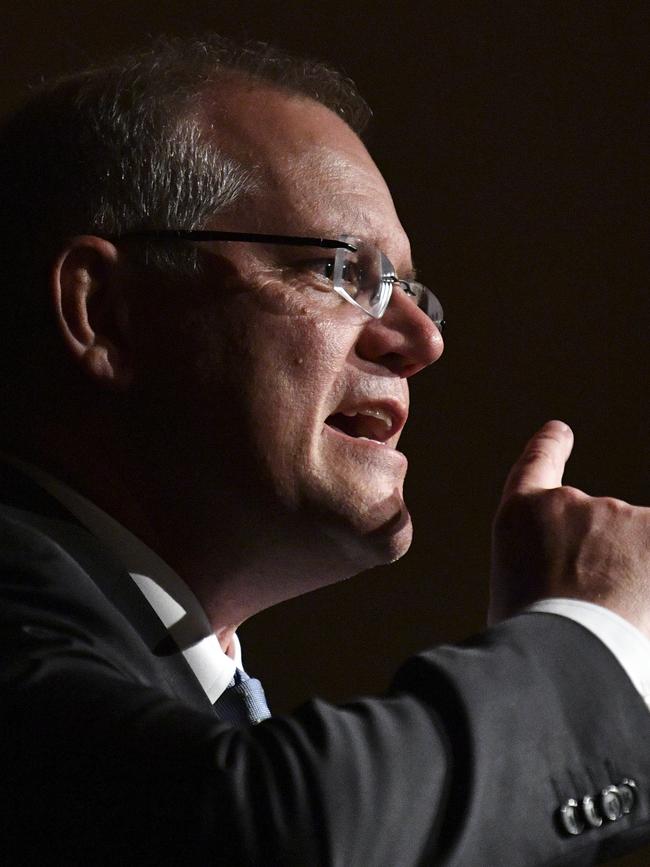 Australian Prime Minister Scott Morrison speaking at the Business Council of Australia. Picture: AAP