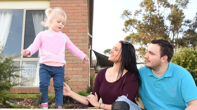 Nick, Kristina and Eva Ower outside their Pakenham home. Picture: Jason Sammon