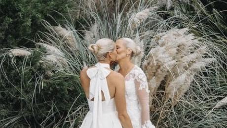 AFLW star Katie Brennan wed Olivia Christie in Palm Springs. Pic: Instagram