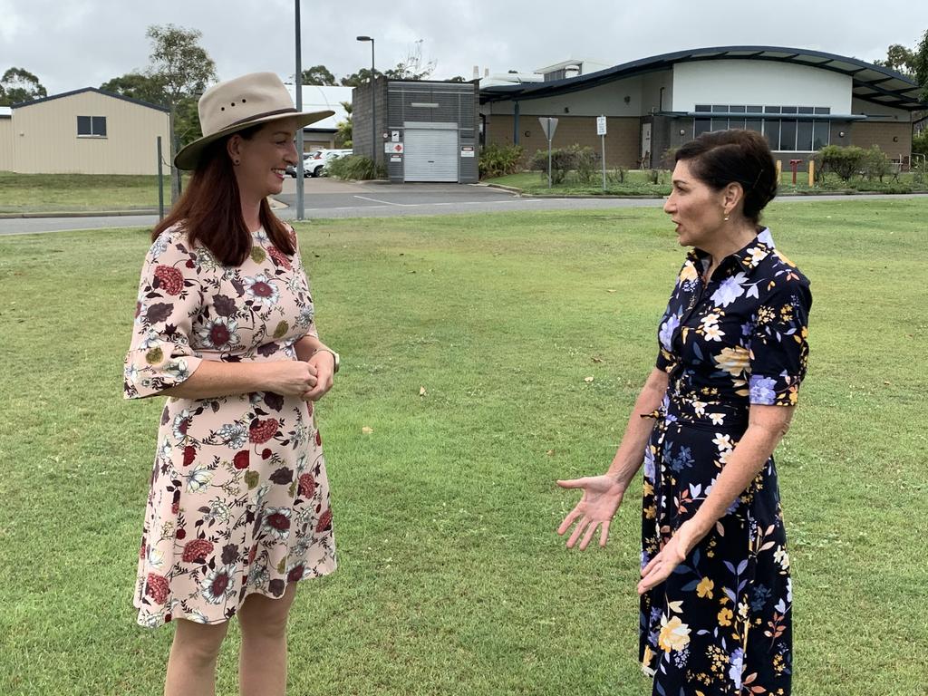 Labor's incumbent candidate for Keppel Brittany Lauga with the Minister for Science Leeanne Enoch.