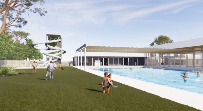 Artist visualisations of the $24m upgrade to the Payneham Memorial Swimming Centre. Pictures: DWP Australia Pty Ltd