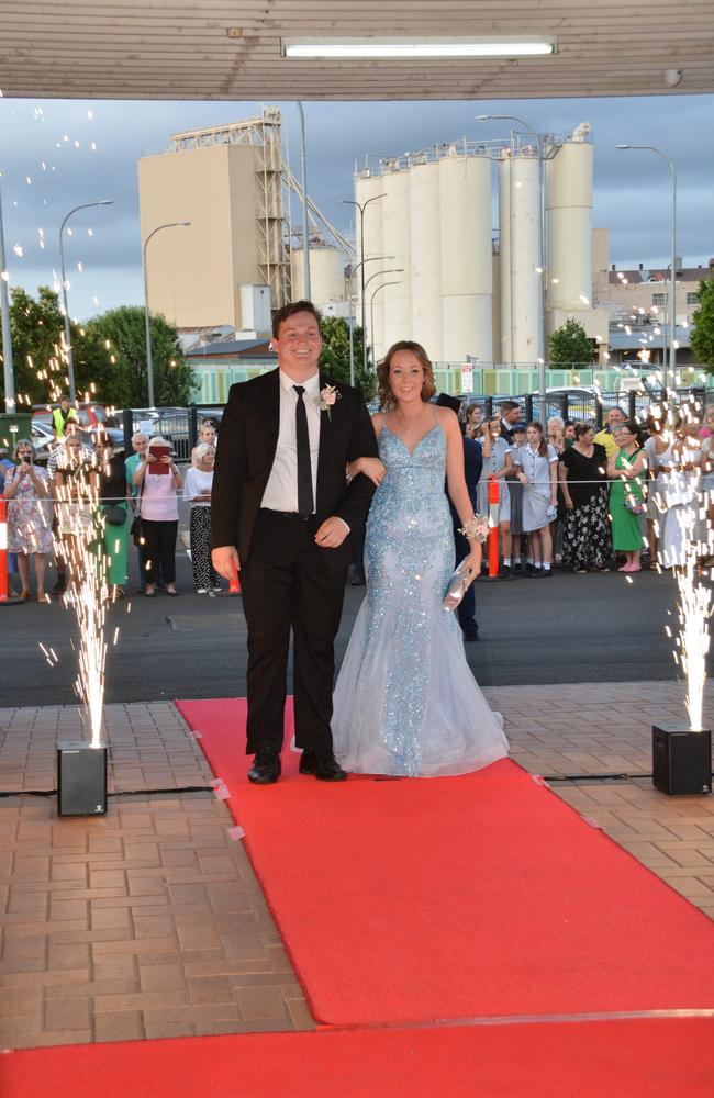 Toowoomba school formals. At the 2023 St Ursula's College formal is graduate Lily Crighton with her partner Will Anderson. Picture: Rhylea Millar