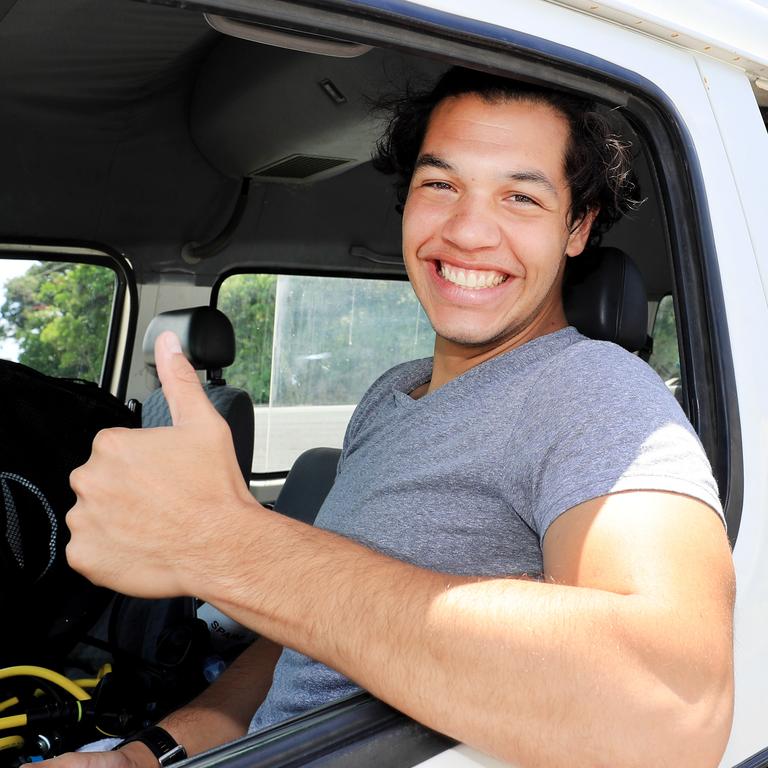 Enjoying a drive and coffee at Coolangatta is Cal Briseno Photo: Scott Powick Newscorp