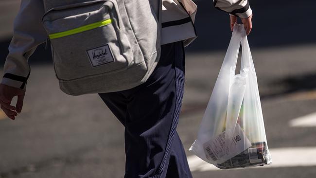 Single use plastic bags, such as this one, were banned around Victoria on November 1.