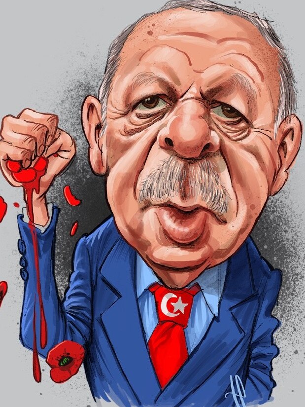 Turkish President Recap Erdogan. Artwork: Terry Pontikos