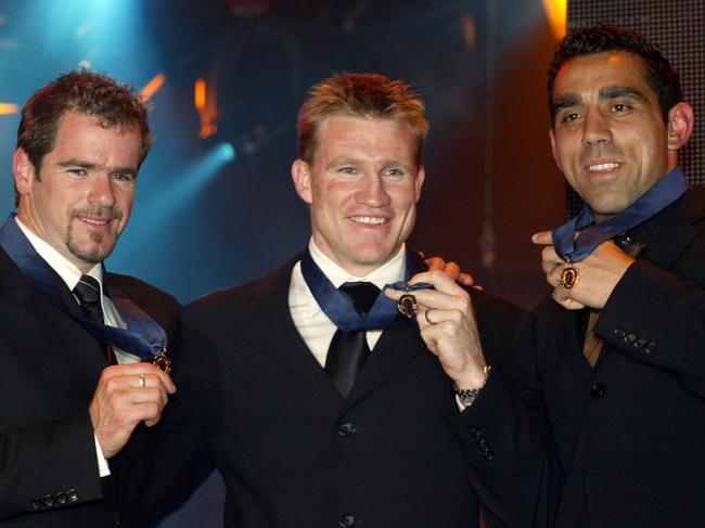 2003 Brownlow Medallists Mark Ricciuto, Nathan Buckley and Adam Goodes.