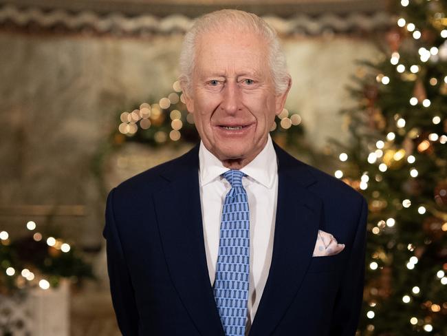 LONDON, UNITED KINGDOM - DECEMBER 11:  In this image released on December 23, 2024, King Charles III records his Christmas message at the Fitzrovia Chapel on December 11, 2024 in London, England. (Photo by Aaron Chown - WPA Pool/Getty Images)