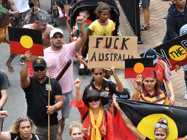 Protestors at an “Invasion Day” event on January 26, 2020. Picture: AAP Image